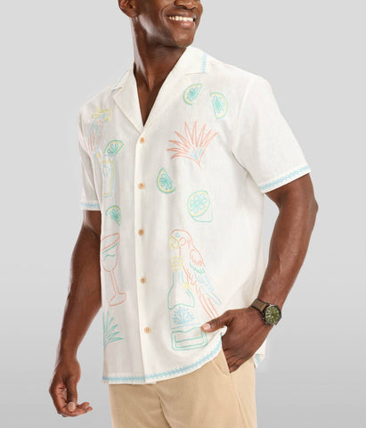 Tequilin' Time Cabana Shirt - Men's Embroidered Button Down