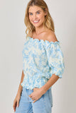 Mystree Double Gauze Printed On and Off Shoulder Top