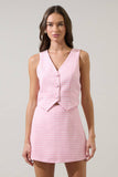 Kassy Checker Chelsea Button Up Vest- Pink