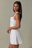 Shirring Detail Halter Neck Mini Dress-White