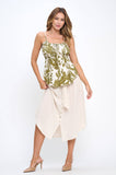 Carrie Linen Leaf Print Spaghetti Strap Top