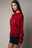 “SLEIGH” Sequined Sweater - Red