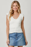 Mystree Flutter Crochet Sleeve Sweater