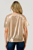 Metallic Slinky Shimmer Game Day T-Shirt Top