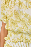 Mystree Double Gauze Printed On and Off Shoulder Top
