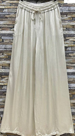 Italian Wide Legs Satin Feel Pants