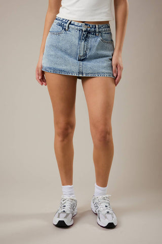 The Taylor Mid Waist Denim Mini Skort