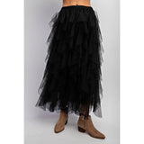 Cascading Tulle Mesh Layered Midi Skirt