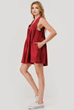 Emmy Pleated Tie Front Gameday Overall Romper