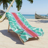 Beach Towel- Aqua Palm w Pink Stripe RTS