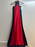 Italian Contrast Stripe Halter Maxi Dress