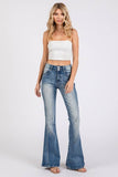 Jackie High Rise Detailed Stretch Flare Jeans - Blue