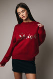 “SLEIGH” Sequined Sweater - Red
