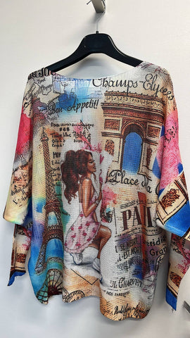 Paris Triomphe Round Neck Knit Printed Sweater