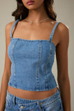 Strappy Structured Crop Top- Denim