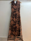 Italian Mesh Print High Neck Dress