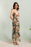The Jenna Print Sheer Illusion Mesh Midi  Dress - Abstract