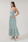 Sima Pleated Maxi Dress Floral- White