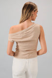 Wide Neck Pleated Knit Top