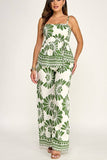 The Pamela Printed Peplum Waist Tie Detail Top + Pants Set