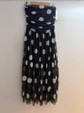 Italian Strapless Tulle Polka Dot Midi Dress
