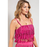 Rhinestone Suede Fringe Tank Top