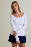 Scooped Neckline with Long Sleeves Top