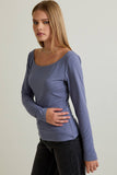 Scooped Neckline with Long Sleeves Top