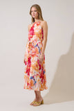 Maly Pleated Midi Dress Sailey Floral- Coral