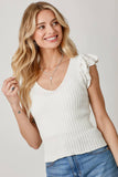 Mystree Flutter Crochet Sleeve Sweater