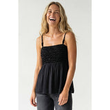 Cord Detail Smocking Top- Capri Blue