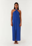 FINAL SALE Open Back Twist Halter Maxi Dress - Cobalt