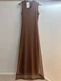 Mesh High Neck Solid Italian Dress