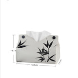 Bamboo Leaf Ink Print Tissue Box Cover