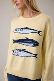 Round Neck Sardines Sweater Top- Melange