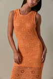 Sleeveless Crochet Effect Cover Up Maxi Dress