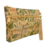 Cork Wristlet with Front Zipper Pock | Lush Botanicals Print