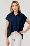 Lila Button Down Short Sleeve Game Day Top