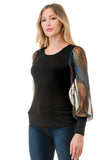 Annika Puff Sleeve Top -Sheer Print Sleeve