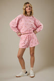 High Waist Dog Print Sweatshorts - Pink