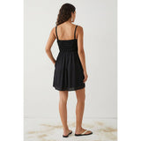 Cord Detail Smocking Mini Dress-Capri Blue