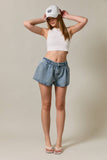 Mid Waist Flare Denim Shorts -Denim