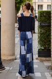 Anouk Patch Denim Print Pants- Blue