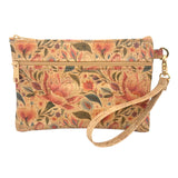 Cork Wristlet with Front Zipper Pock | Hearts in Bloom Print