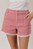 Daisy Lane Gingham Lace Denim Shorts