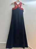 Italian Two-tone Contrast Halter Neck Maxi Dress