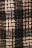 Woolen Plaid Slit Mini Skirt - Taupe/ Brown