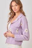 Mystree Flower Patterned Sweater Jacket