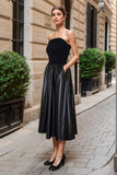 The Mimi Vegan Leather Tube Dress- Black