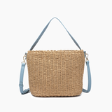 Sunset Straw Bucket Mini Tote Bag: Brown